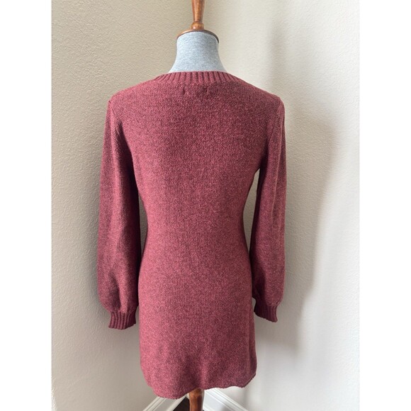 American Eagle Women's Size Medium Burgundy Long Sleeve Henley Sweater Dress-NWT - Picture 4 of 7